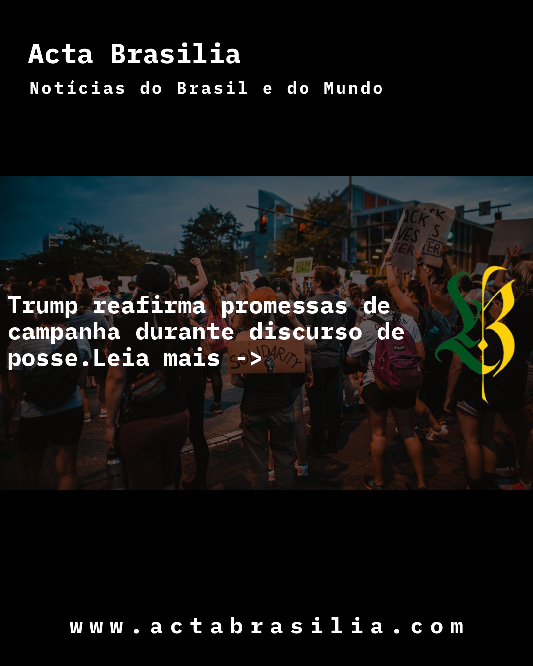 Trump reafirma promessas de campanha durante discurso de posse